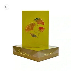 Paula Skene gold line box of 6 NWOT ginkgo